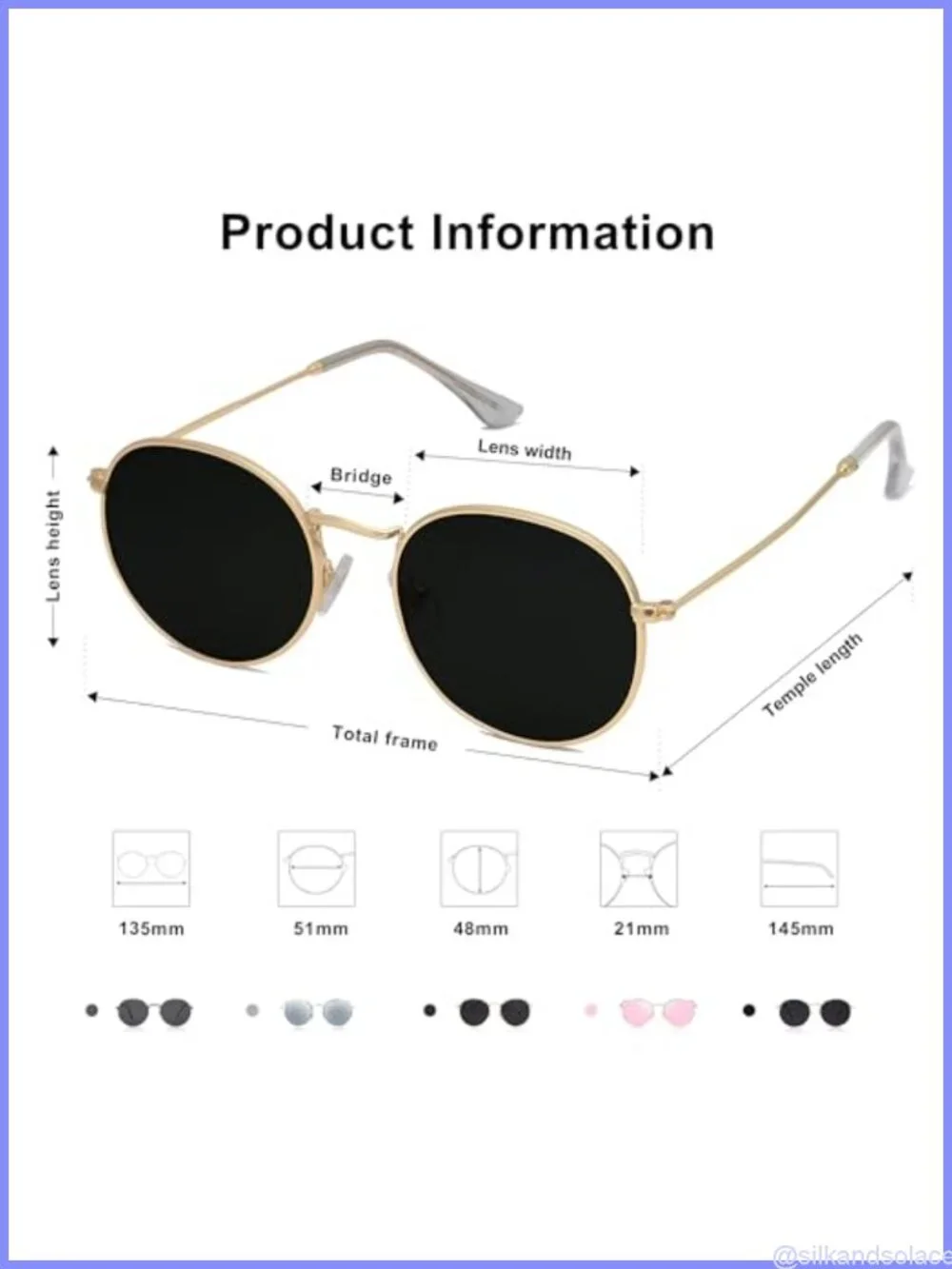Round Polarized Sunglasses with Stainless Steel Frame UV Protection